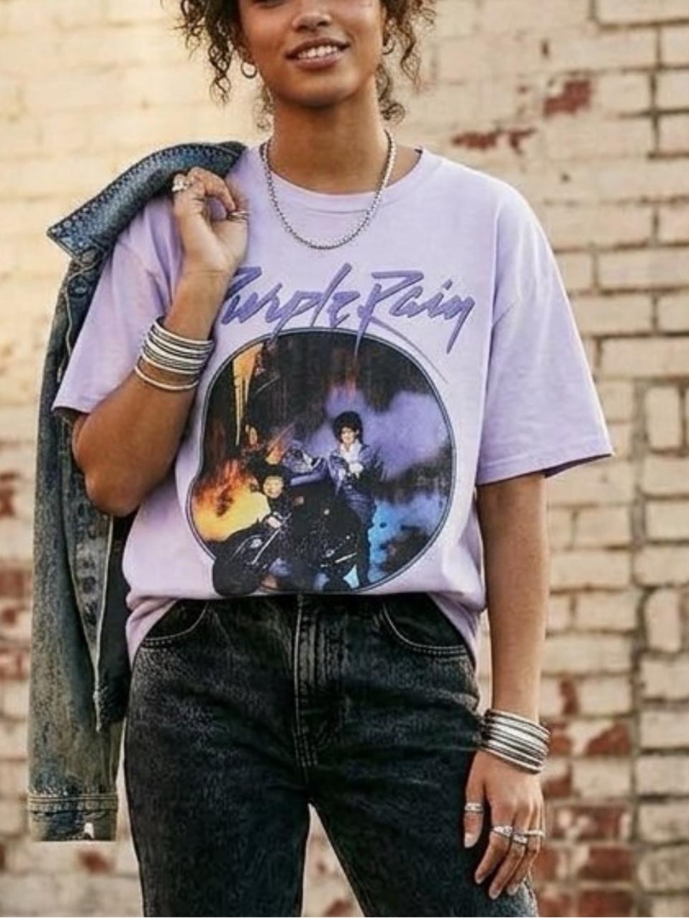 Brandy Melville Price "Purple Rain" Graphic Tee SZ XL